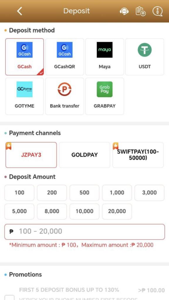 GDPHOENIX888 Casino App Preview - Deposit & Withdraw Page